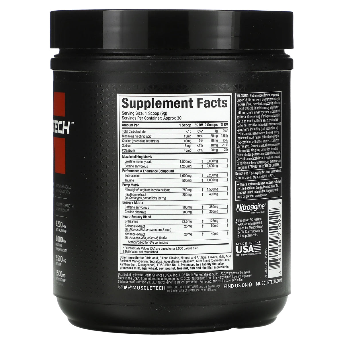VaporX5, Next Gen, pré-entraînement 266g - Muscletech