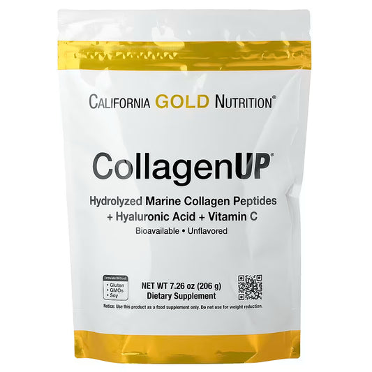 CollagenUP Peptides de collagène marin hydrolysé à l'acide hyaluronique et à la vitamine C, Non aromatisés, 206g - California Gold Nutrition