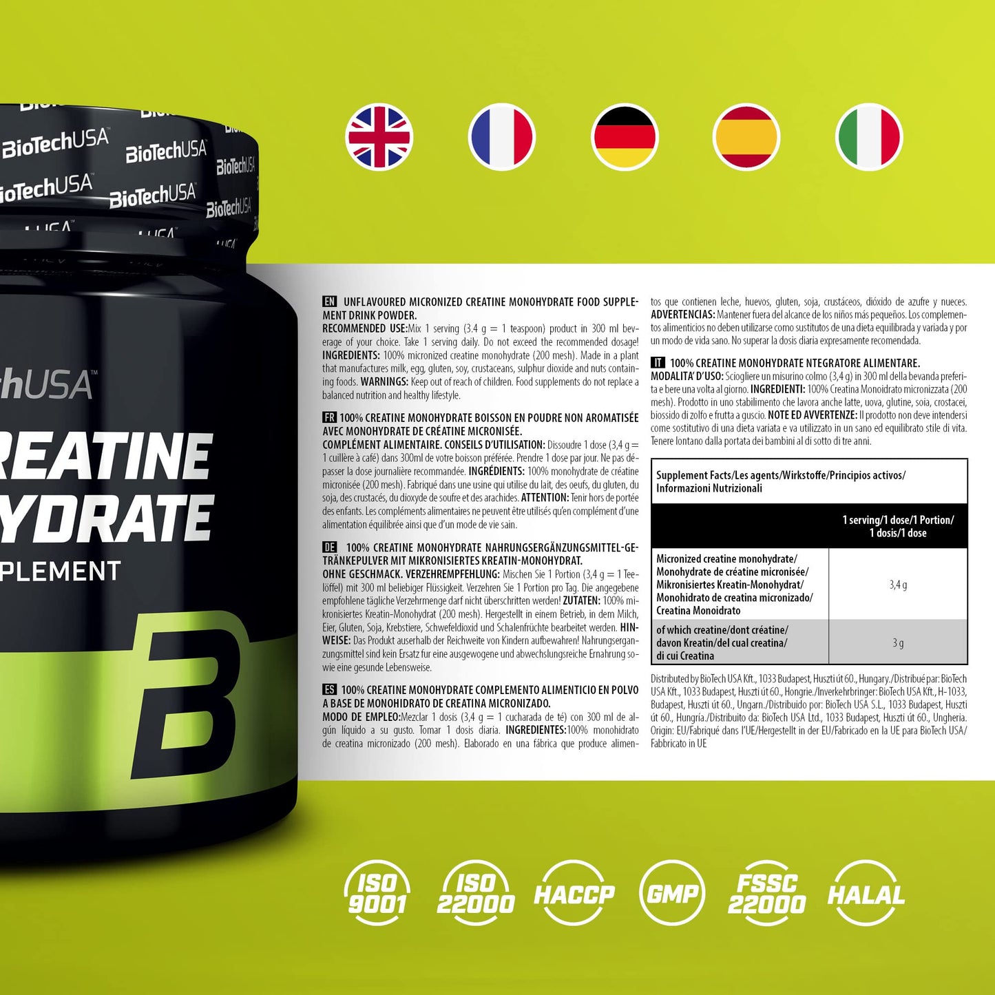 Creatine Monohydrate micronised 300g - Biotech USA